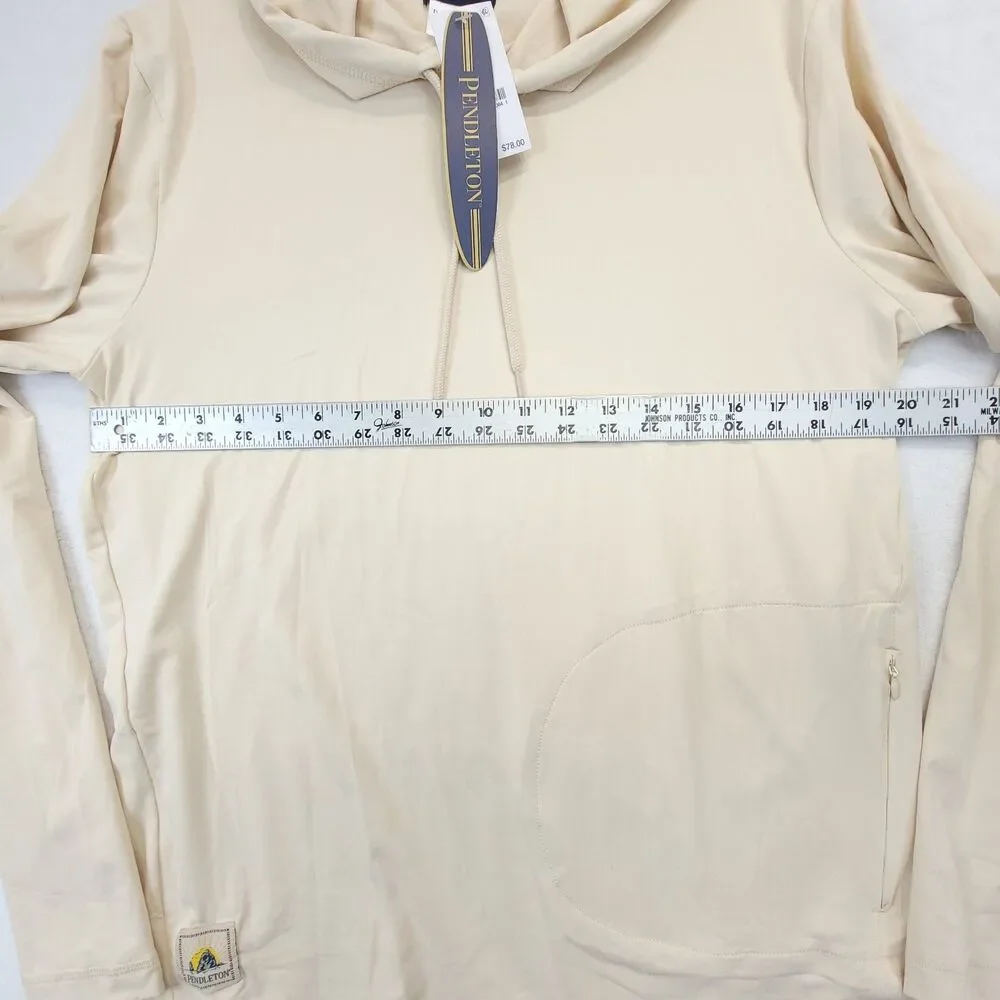 Pendleton Performance Hoodie Men's Medium Beige Sandshell Stretch Surf Rashguard